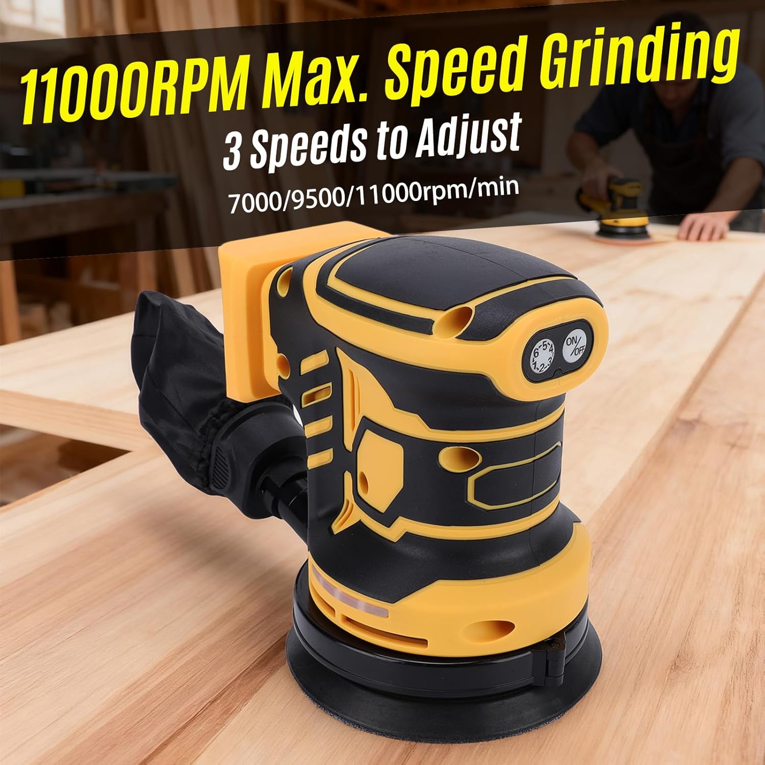 Asixxsix 20V Cordless Sander, 5 Inch Random Orbit Sander with LED Battery Indicator and Detachable Tray, for Wood Sanding Car Polishing Metal rusts Removal Furniture Polishing