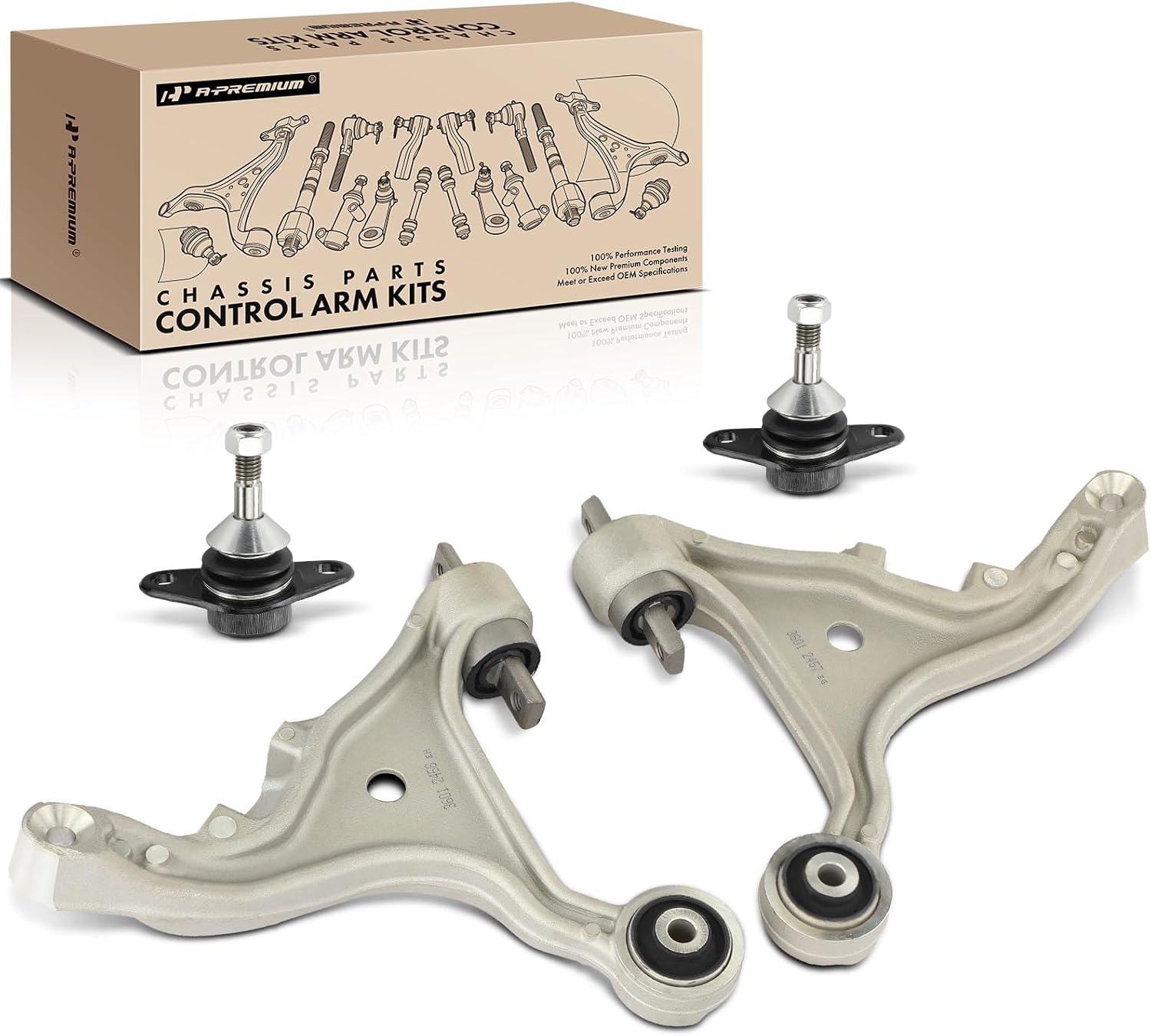 A-Premium Set of 4, Front Lower Control Arm, Lower Ball Joint, Compatible with Volvo S60 2001-2007, V70 2001-2007, FWD
