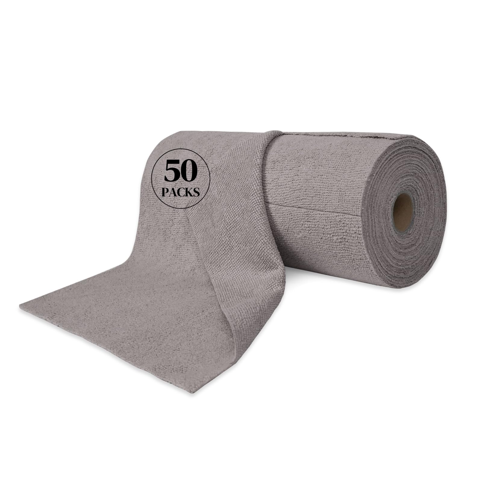 Kitchen Roll Reusable Paper: 50Pack Microfiber Washable Ultra Absorbent Softly Rags Drying Cleaning Cloth Household Dishcloths Kitchen Bathroom House Car Office Travel & Camping (04 Grey)