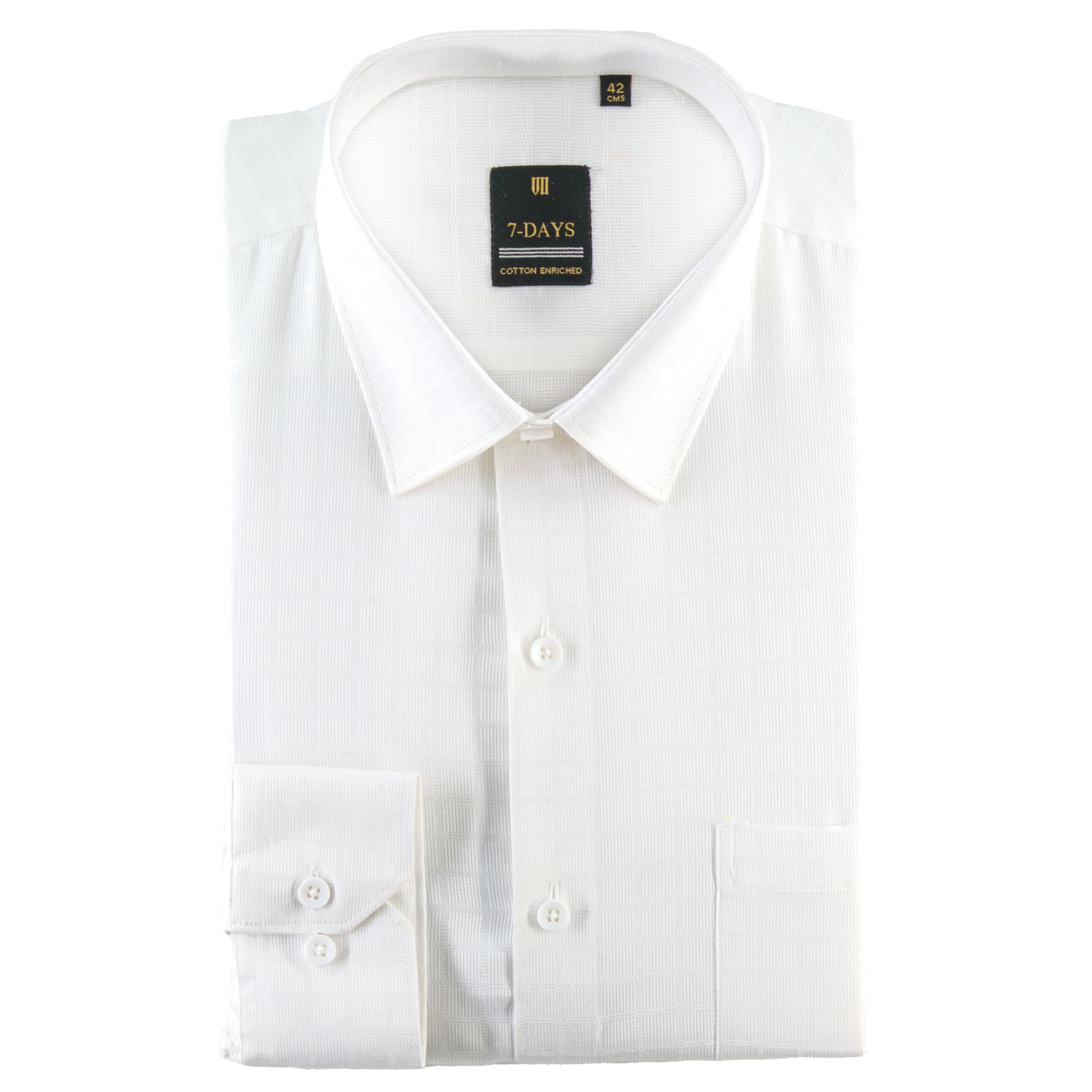 7-days Premium Men's Formal Shirts – Cotton Rich, Textured Self-Design, Full Sleeve, Regular Fit, Wrinkle Resistant, with Pocket - Perfect for Office-picture-30