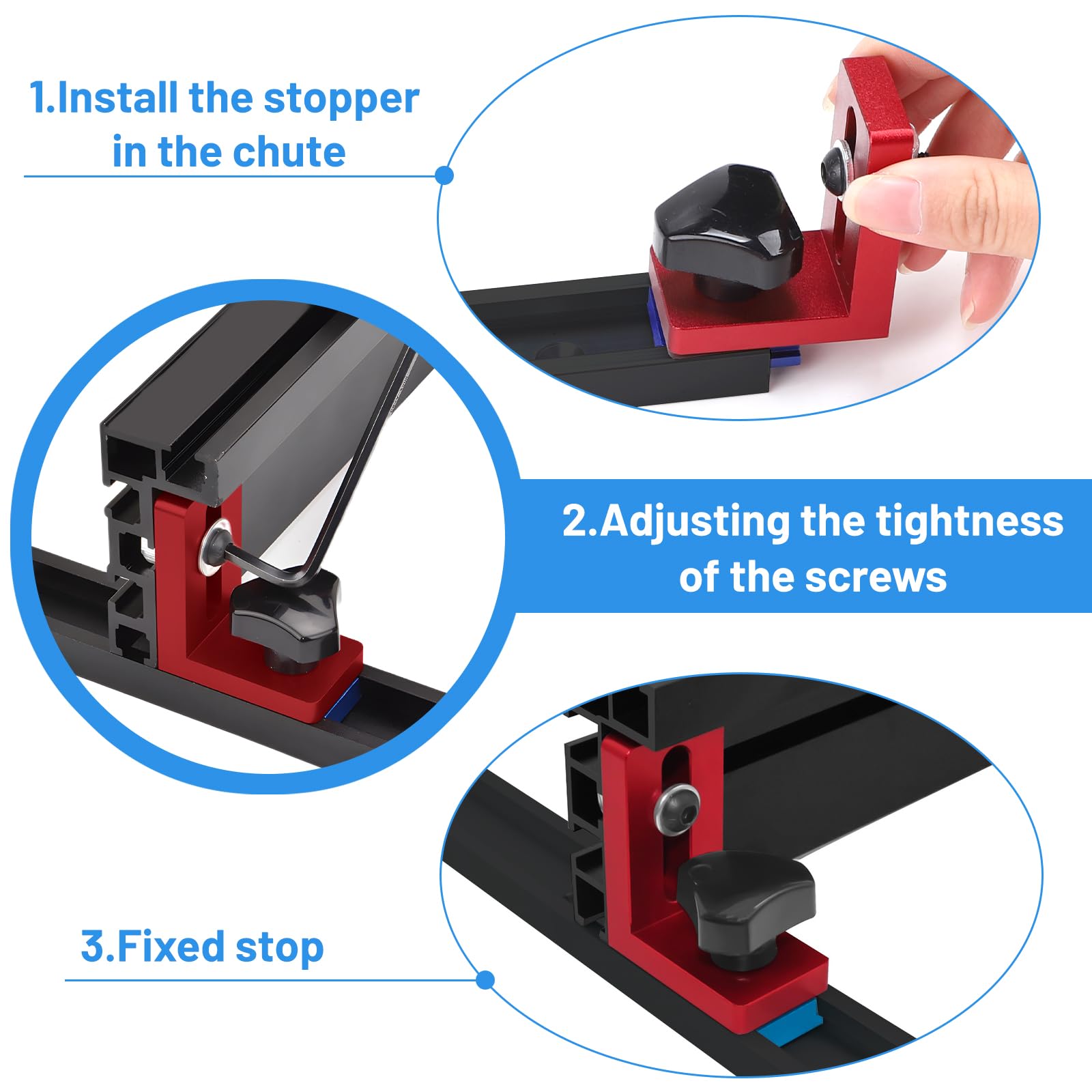 DBREAKS 30 Type Mitre Track Stop Block, T Slot Mitre Track Stop, 2 Butées de Rail en T, Rail De Travail Du Bois Goulotte Connecteur, Alliage D'Aluminium Butées Coulissantes pour le Travail du Bois
