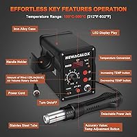 Vista 4 de NEWACALOX Hot Air Rework Station 500°C Soldering Station with Hot Air Gun, Airflow Adjustable, Desoldering Station for BGA IC, SOIC CHIP, QFP, PLCC