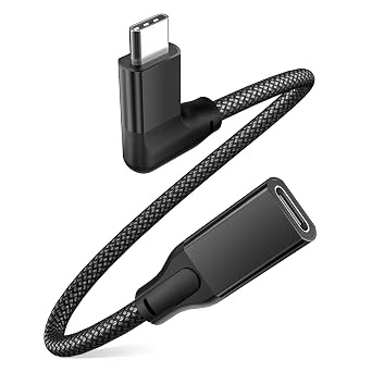 RUXELY Right Angle USB C Extension Cable 0.2M,90 Degree Extender Short Cord | 10Gbps Type C 3.1 3.2 Gen2 Female to Male,L-Shape Thunderbolt 3 Lead for iPhone 17 17e 16 Pro,Mac,iPad,Samsung Galaxy S26