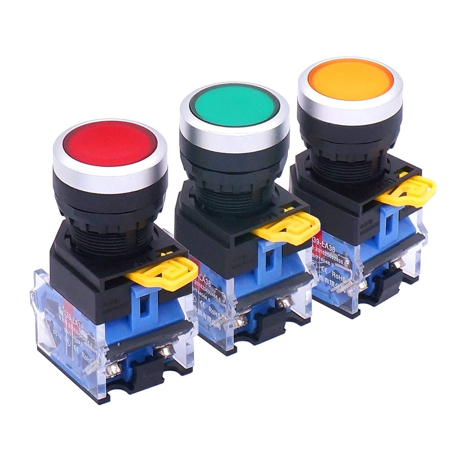 Interrupteur à bouton-poussoir 22mm AMSH longue durée de vie 1NO 1NC 440V 10A