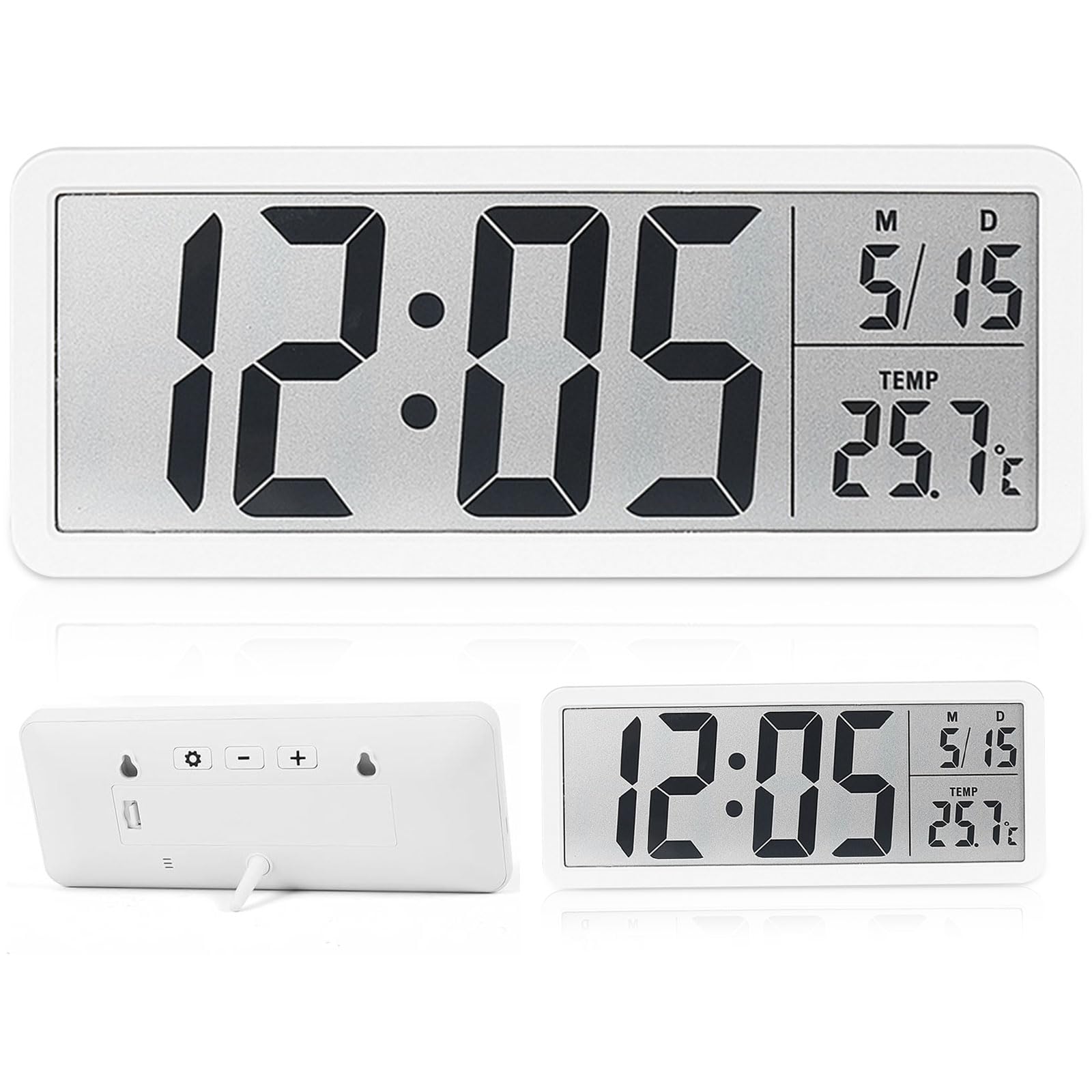 Horloge Murale Numérique Avec Température Et Humidité – Affichage Grand Format, Piles Ou USB, Marron – Pour Chambre, Bureau, Salon - 6