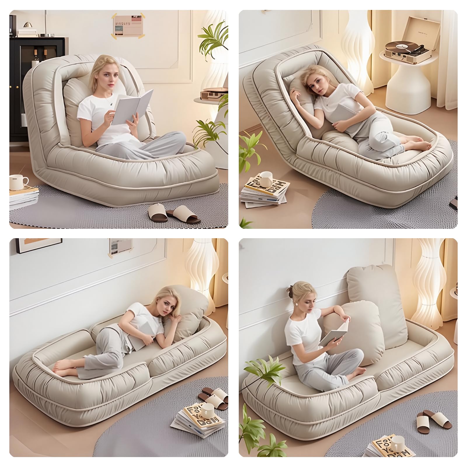 SHARPDO Fauteuil de Sol Ergonomique 5 Positions, Mousse Épaisse 27cm & Housse Lavable, Confort Ultime pour Film, Jeux, Télétravail et Détente, Chaise de Sol, Canapé Paresseux