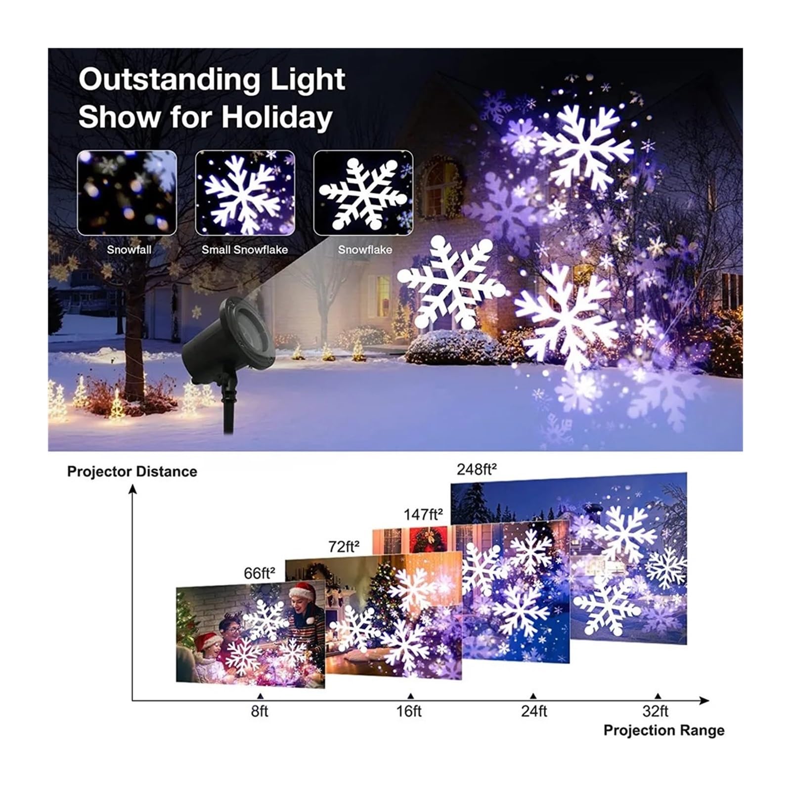 Projecteur Lumineux, projecteur holographique d'halloween, projecteur de Flocons de Noël extérieur, Lampes LED pour scène, Jardin, pelouse, aménagement paysager, lumières d'automne pour Hall