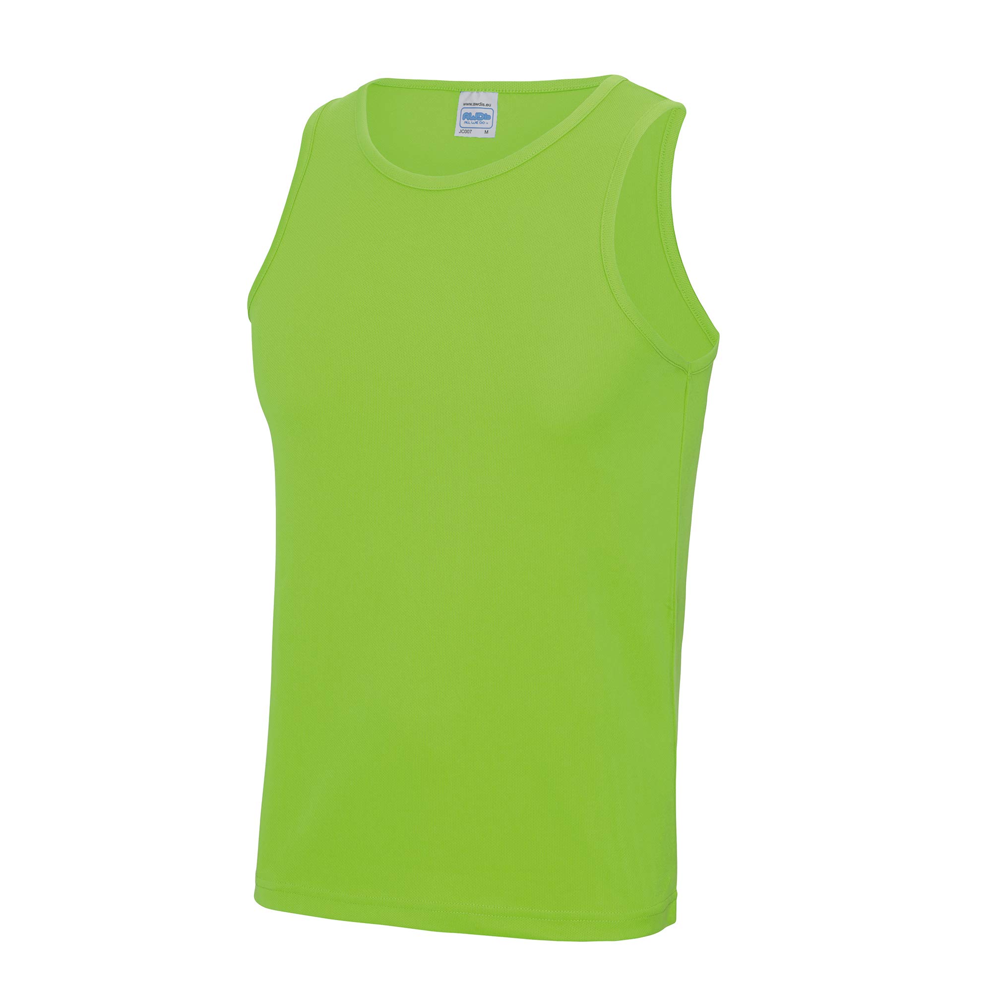 Just Cool Men's Electric Green Sports Gym Plain Tank / Vest Top (M) (Electric Green)