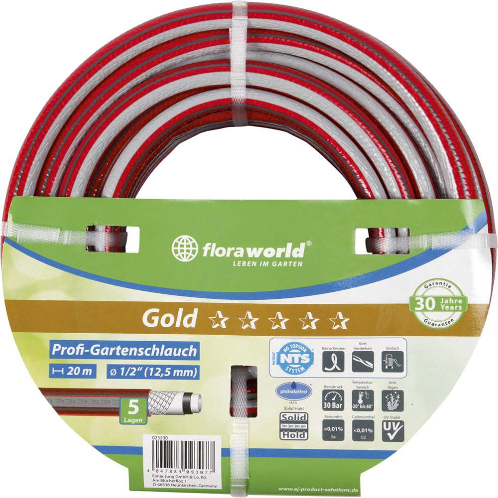 FloraWorld - Tubo flessibile per acqua Gomma Acqua 34'10mNTS, rosso
