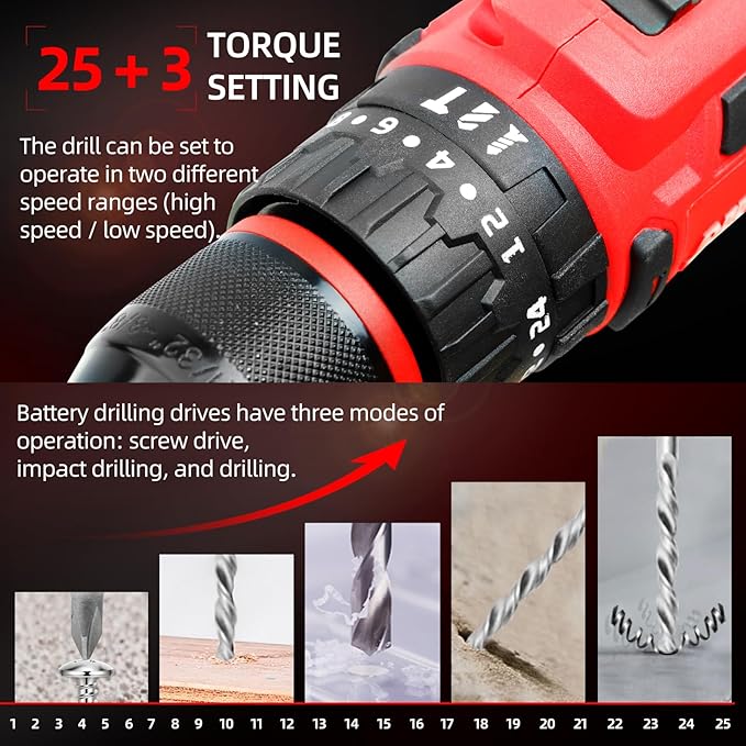 Taladro Atornillador Inalámbrico DOGTOOTH 21V Sin Escobillas con 2 Baterías miniatura 7