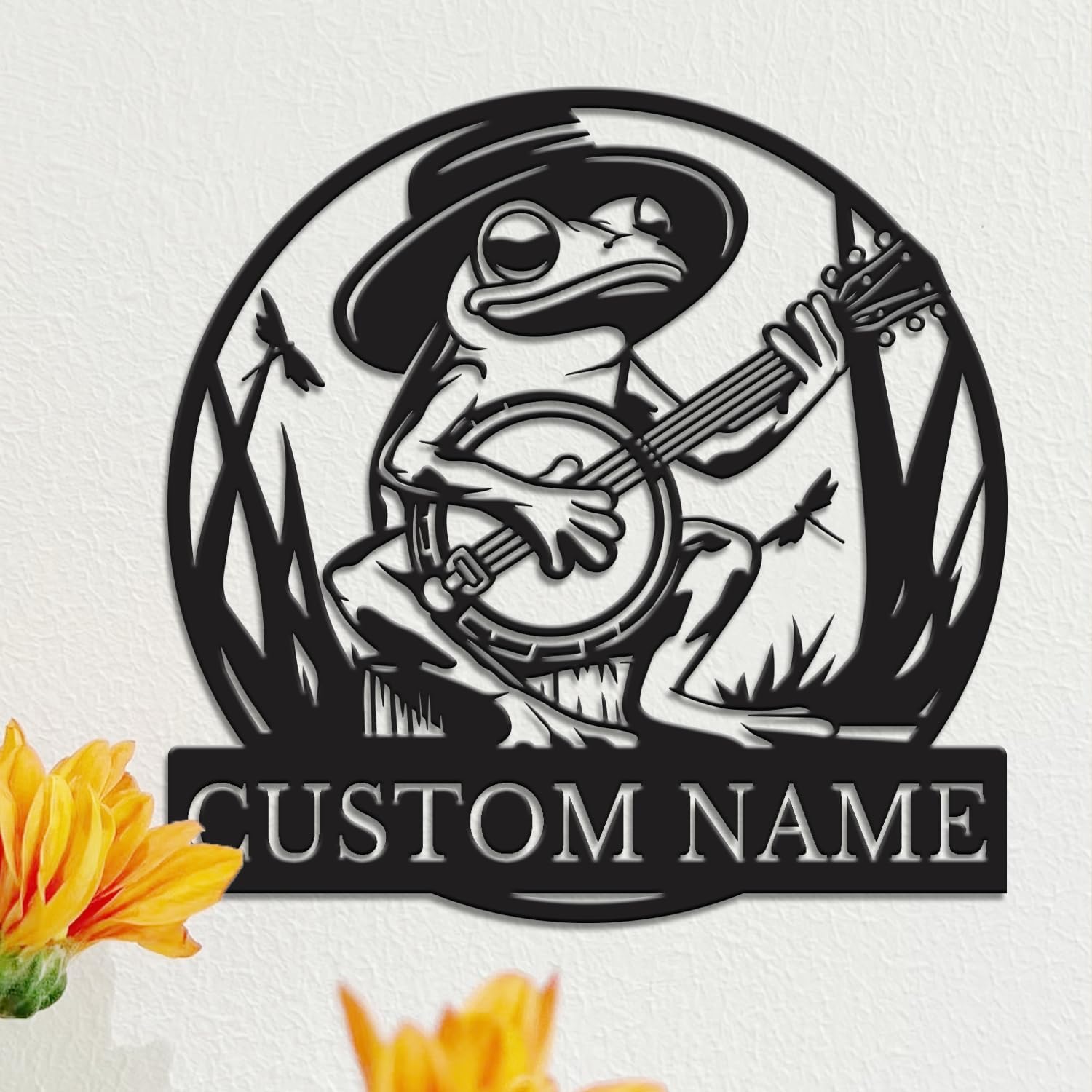 Personalized Frog Metal Sign, Custom Pond Wall Art, Lake House Decor, Garden Name Plaque, Unique for Frog & Nature Lovers (Style-8)