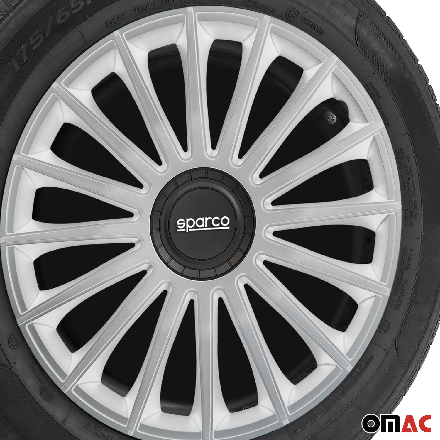 Copricerchi Sparco Sicilia 4 Pezzi 15 Pollici | Cerchi Auto Sportivi Argento/Nero/Carbono | Design Racing