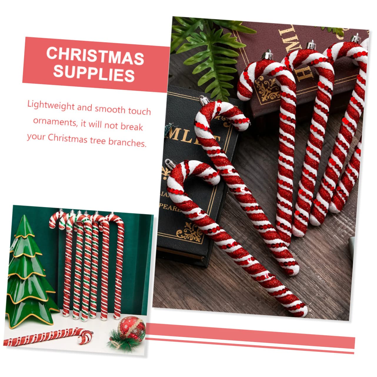 Cabilock 12 STK Weihnachtsbaum-Anhänger Zuckerstangen Weihnachten weihnachtsbaumdeko Tannenbaum Dekoration Christbaumschmuck Weihnachtsdekorationen Weihnachtsdekore Weihnachtszuckerstange