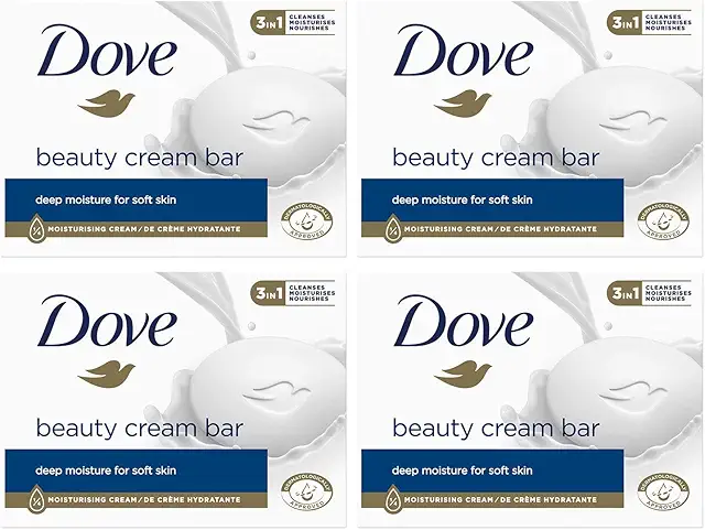 Dove Original Beauty Cream Bar 3-in-1 Cleanses, Moisturises, Nourishes - Sulphate-Free Soap, 4x90g