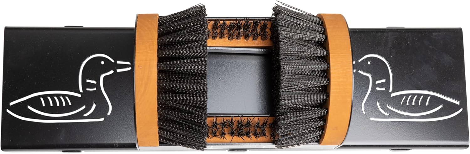 Scrusher - Original Boot Cleaner Brush with Decorative Steel Base - Portable, Weather Resistant Outdoor Boot Brush Scraper, Made in the USA (Loon Design)