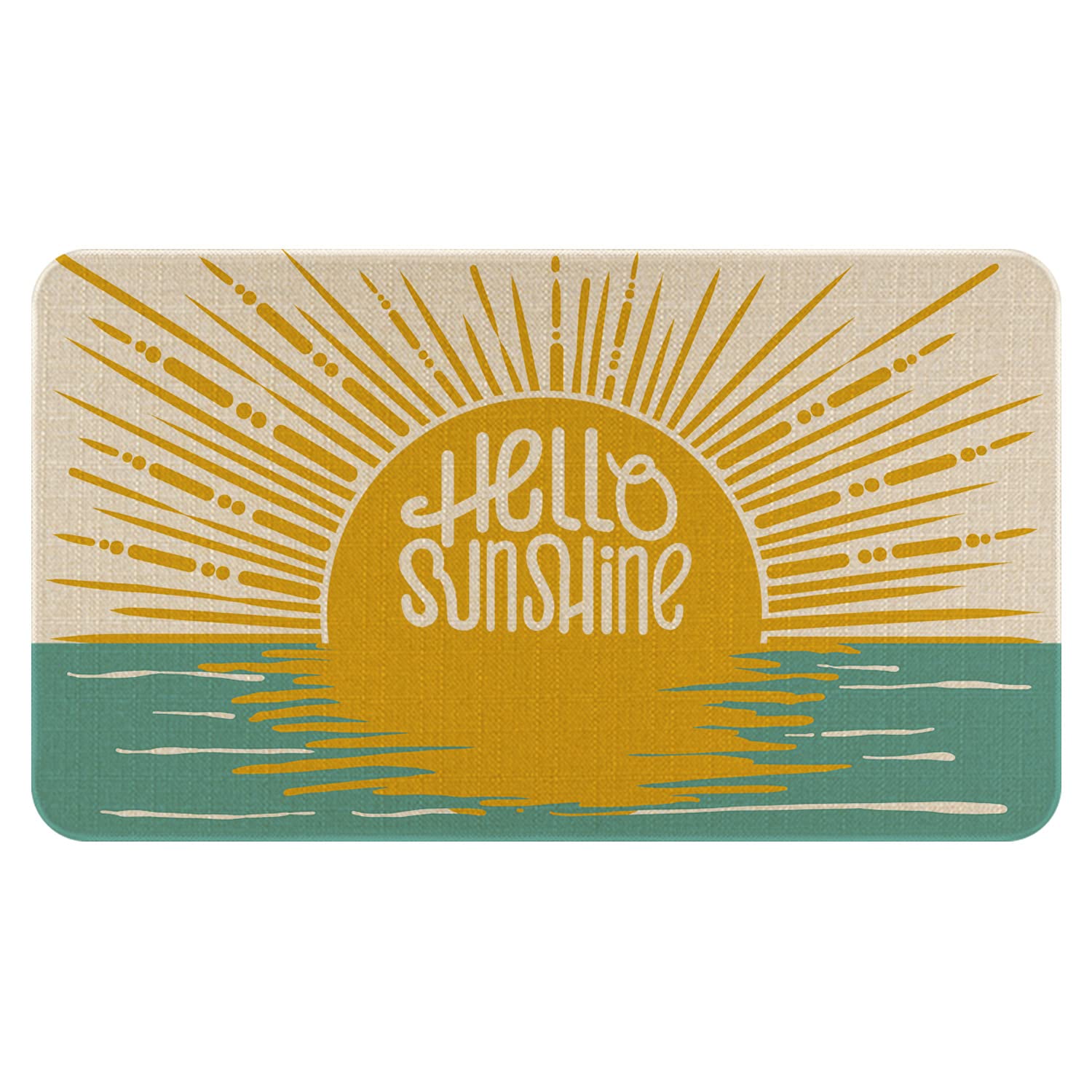 Hello Sunshine Summer Door Mat, Welcome Doormat for Entrance Indoor/Outdoor, Non-Slip Machine Washable Floor Mats for Patio Entry & Mudroom Seasonal Decor 17x30 inch