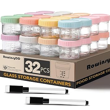 32-Pack Leakproof 4oz Glass Baby Food Jars With Lids - BPA Free, Freezer & Microwave Safe
