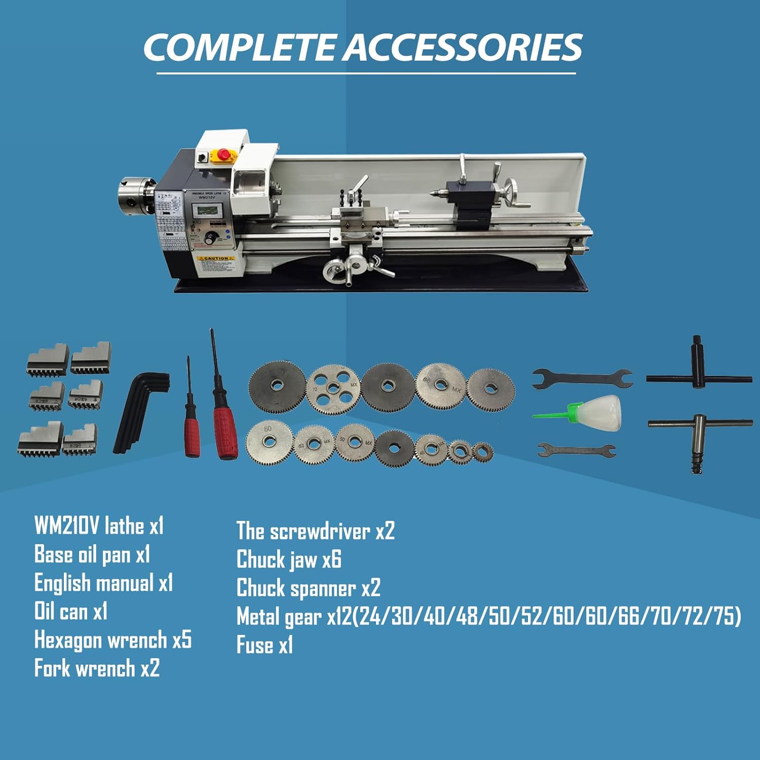 Double Head Double Chuck 8.27"x31.5" Mini Precision Metal Bench Lathe with Spindle Taper MT5 and 1100W DIY Brushless Motor, 10-44 T.P.I Inch Threads, Variable Speed 110V