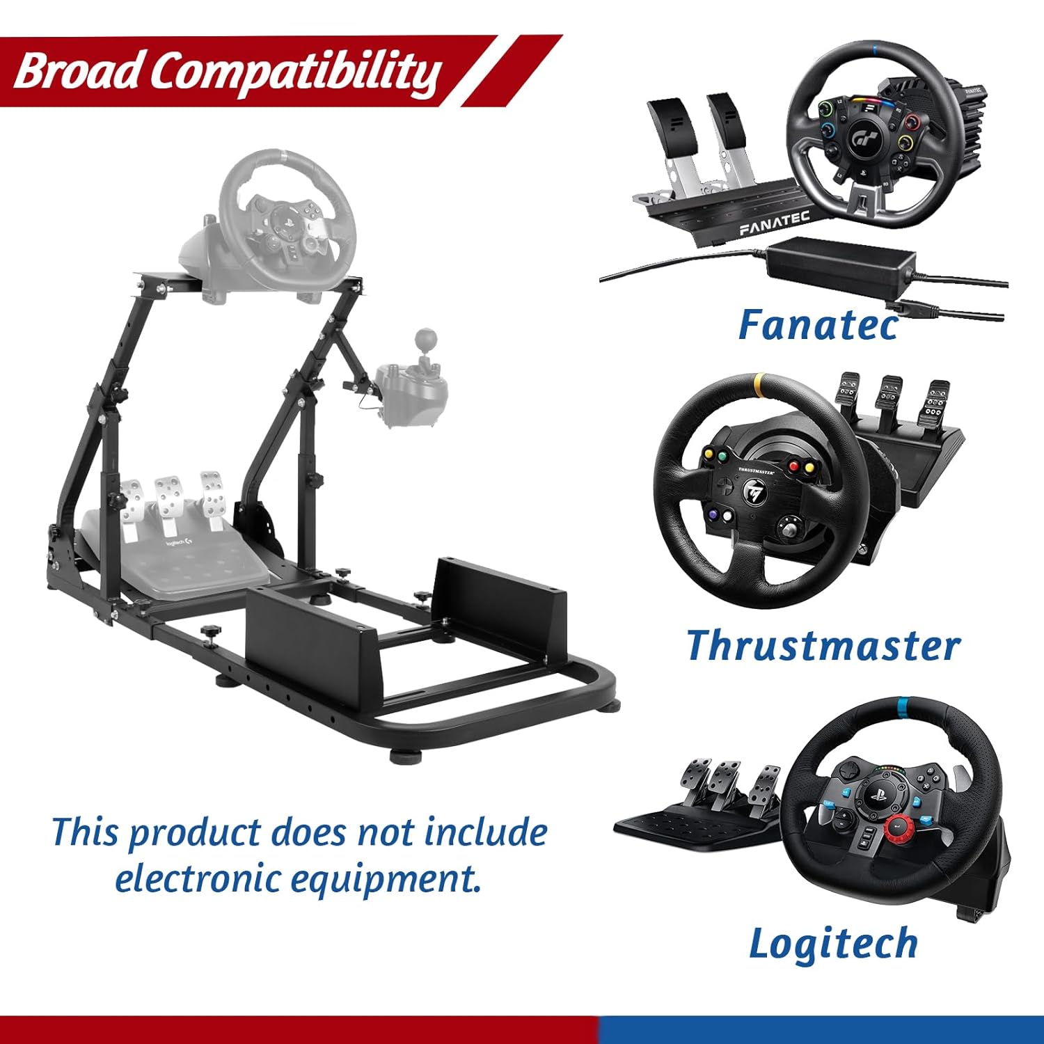Minneer Foldable Reinforced Steering Racing Wheel Stand Fit for Logitech/Fanatec/Thrustmaster G29 G920 G923 T248 T300 TX,Drive Gaming Simulator Cockpit. Seat, Wheel, Pedals & Handbrake Not Included