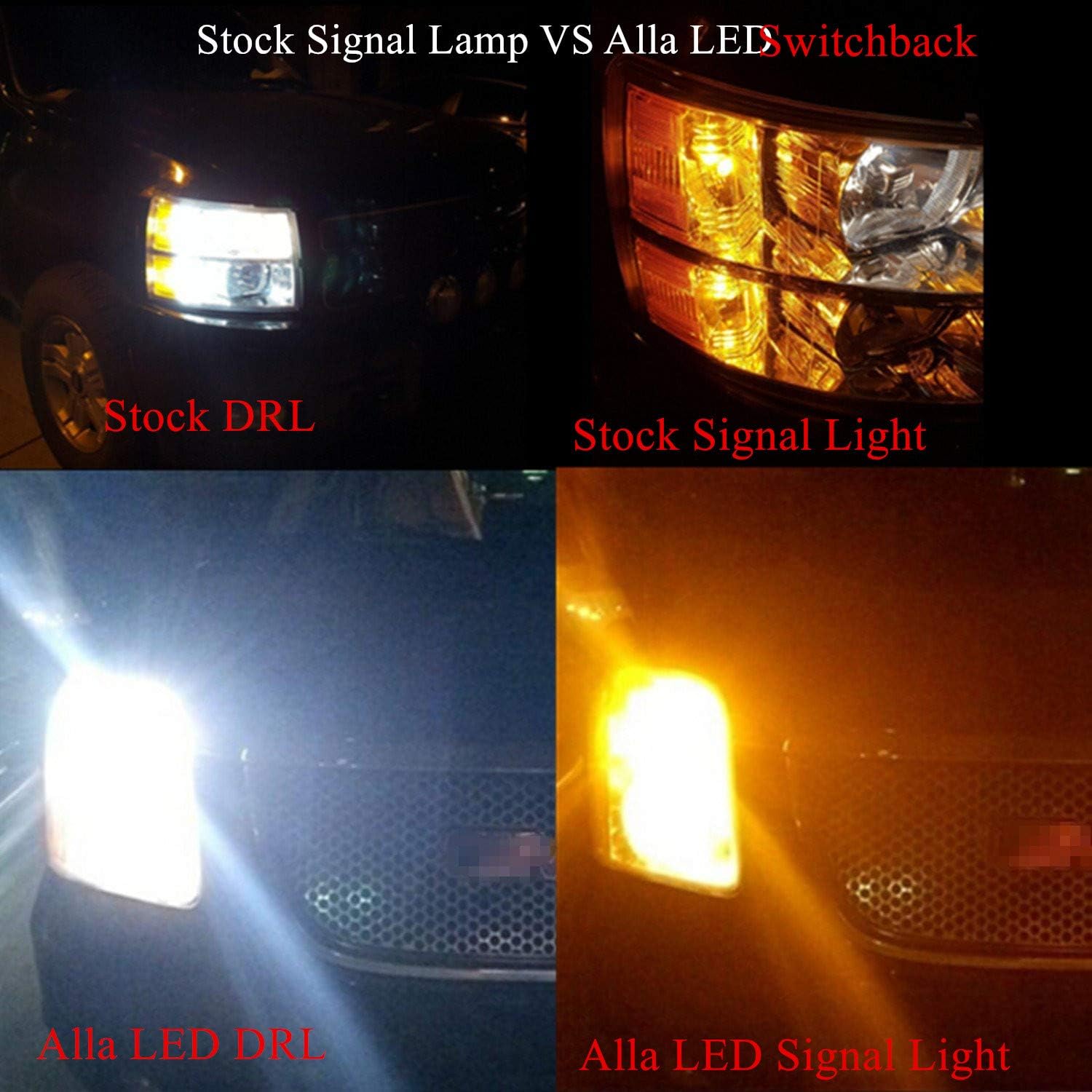 Comparison of stock signal lamp versus Alla LED switchback