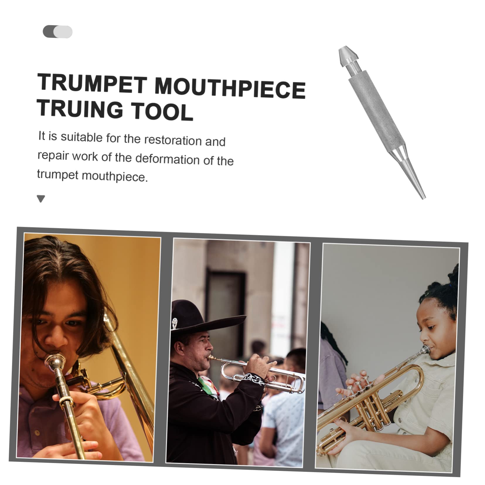 ibasenice Outil Professionnel de Dressage Embouchure Trompette, Accessoire Réparation Instruments à Vent, Petit Taille en Acier Inoxydable Argenté, Usage pour Réparation et Réglage Trompettes