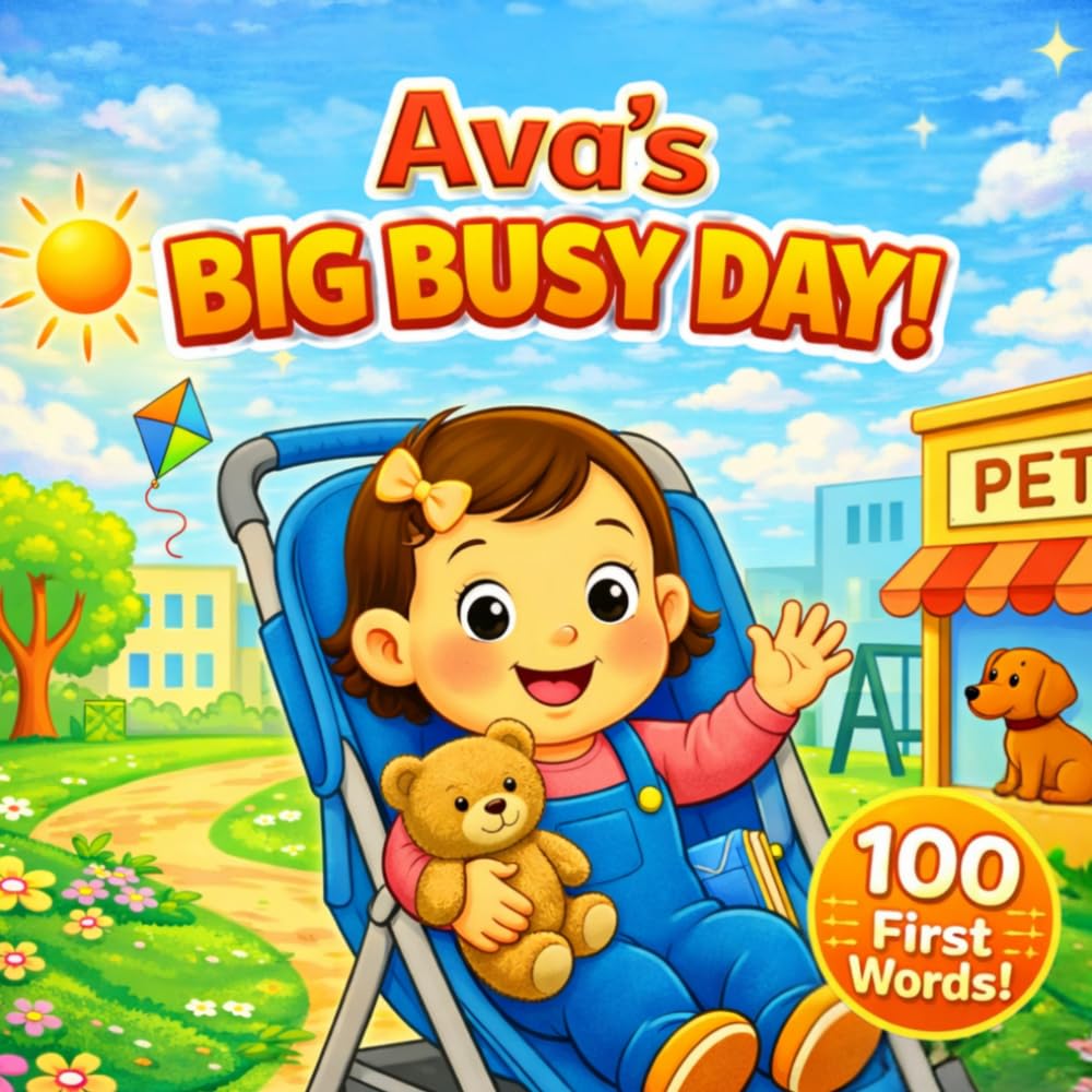 Ava’s Big Busy Day: 100 First Words: A Personalized Daily Routine Story for Toddlers | A Sweet and Encouraging Book for Little Girls (Three Hearts Personalized Baby Name Books (Ava))