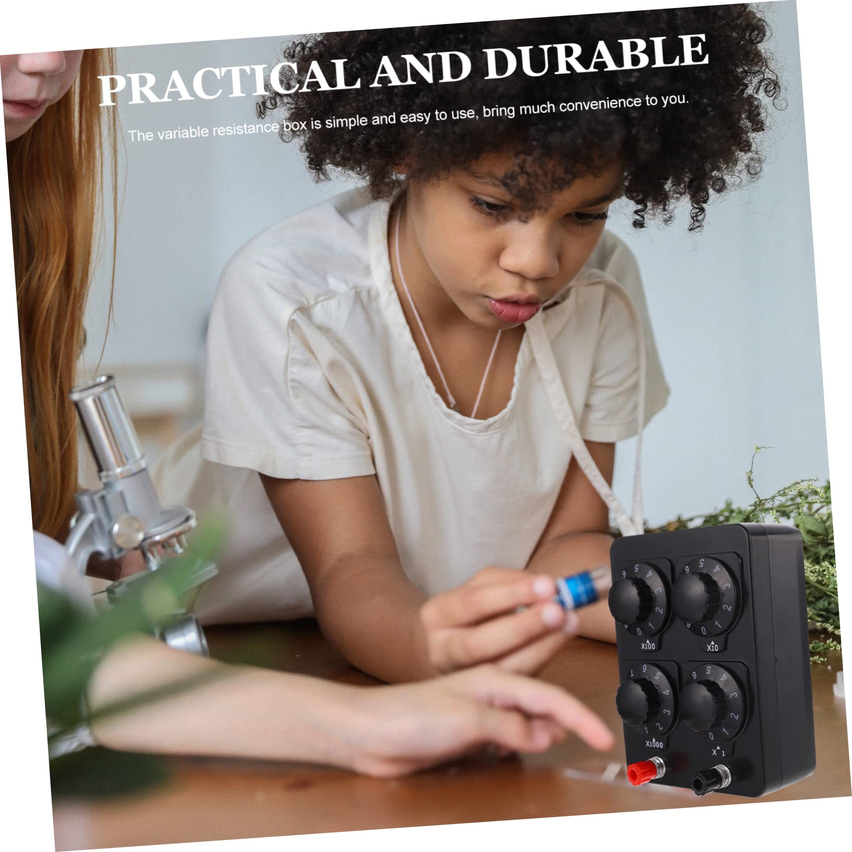 Boîte de Résistance Physique Variable 0-9999 Ohm Portable en Plastique Légère pour Expériences Scolaires et Mesures Électriques Précises