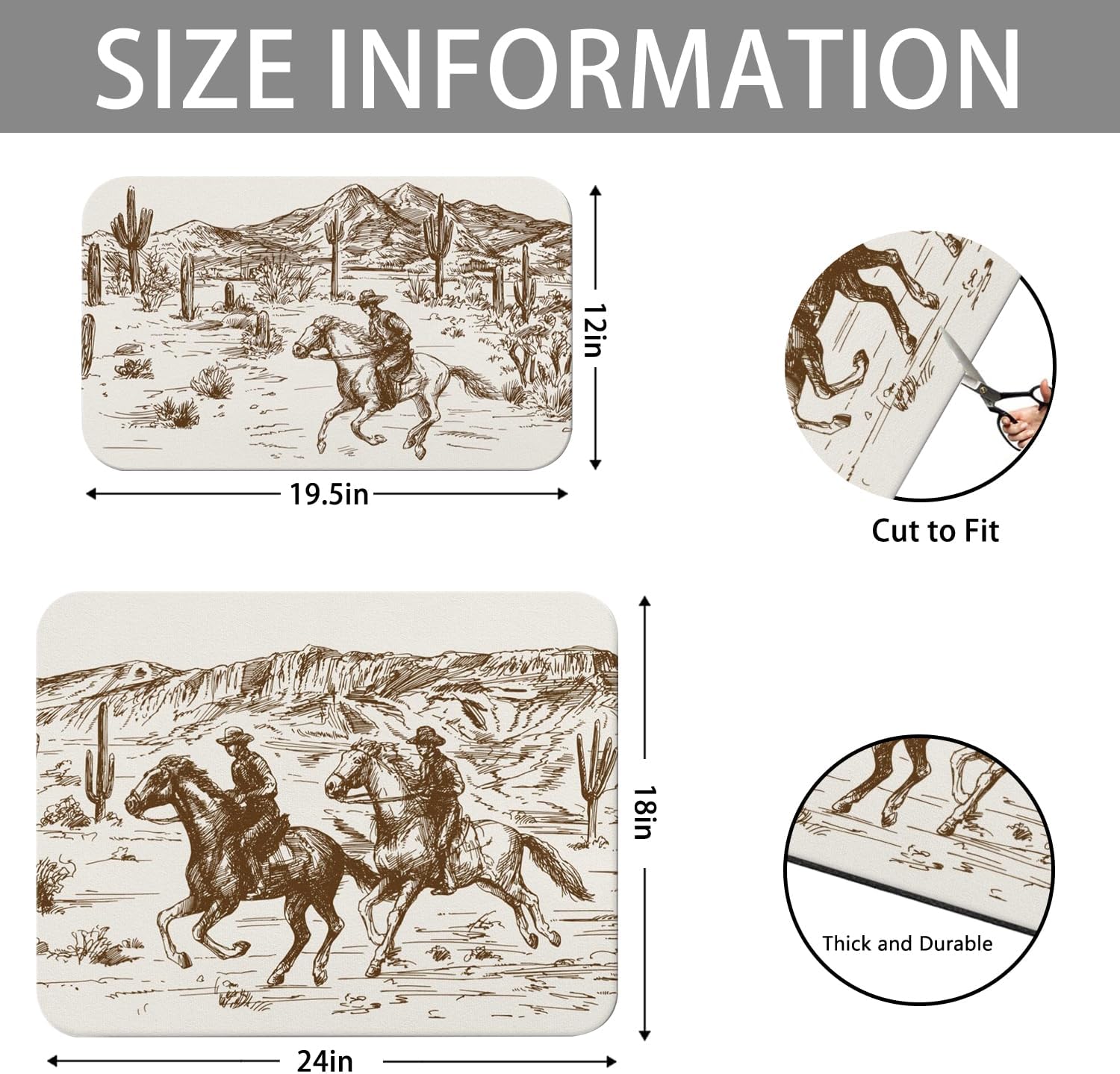 Dish Drying Mat 2-Pack in Western Cowboy for Kitchen Counter Dishes Mat image 4