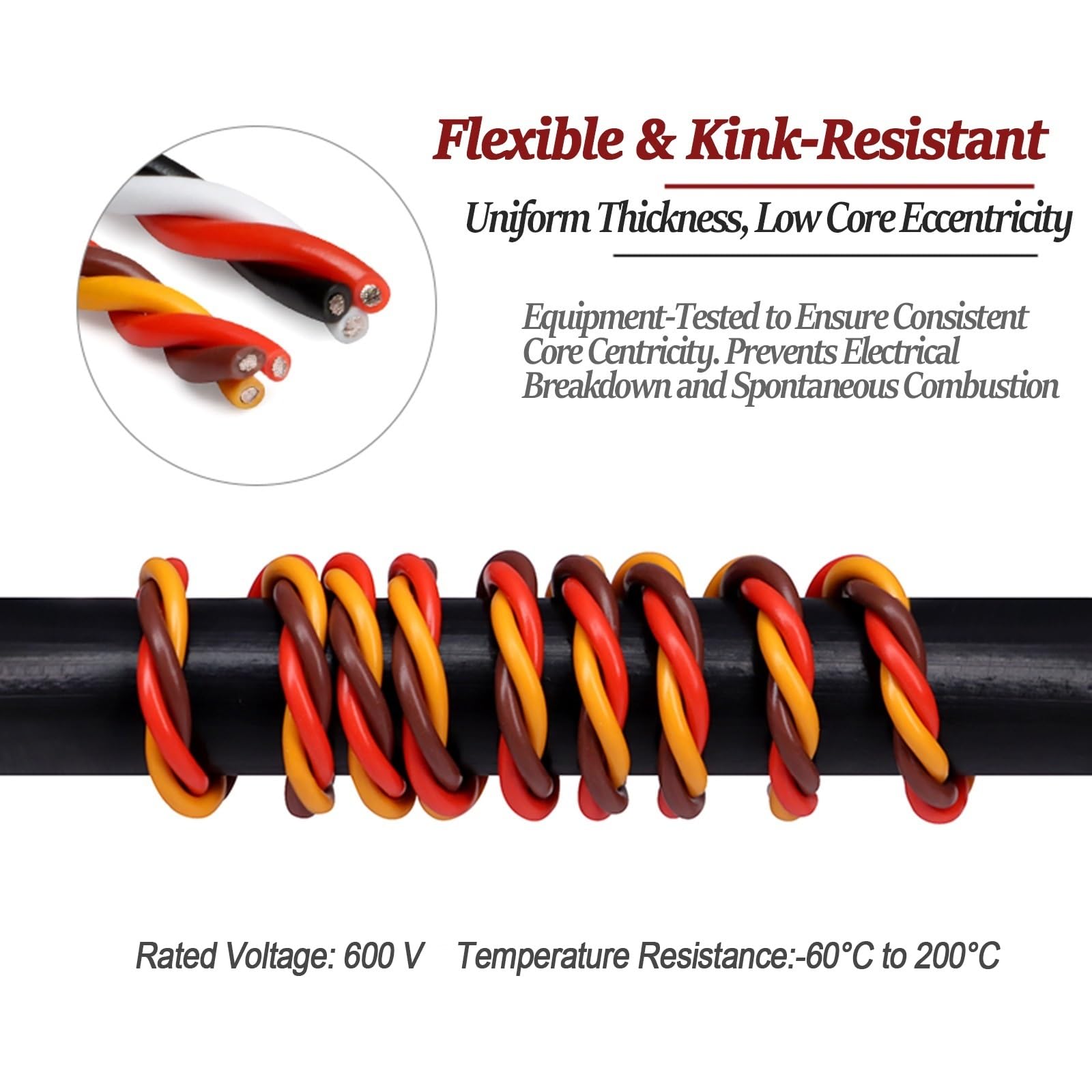 Cable FEP Alta Temp Par Trenzado 2 Conductores Cobre Estañado 600V 100m(17AWG(1.0mm²))