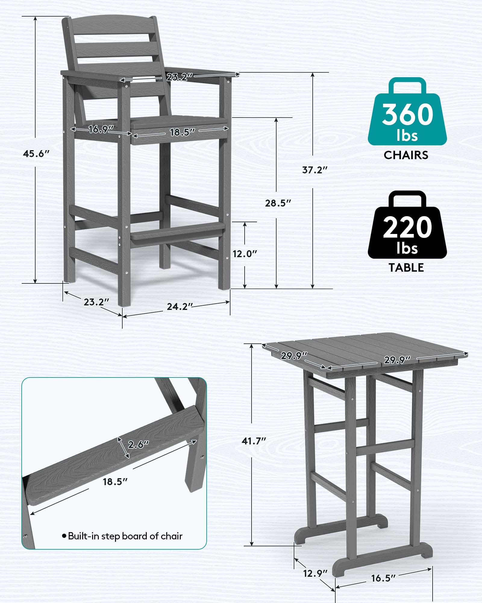 Snapklik.com : SERWALL Balcony Adirondack Chairs And Table 3 Pieces Set