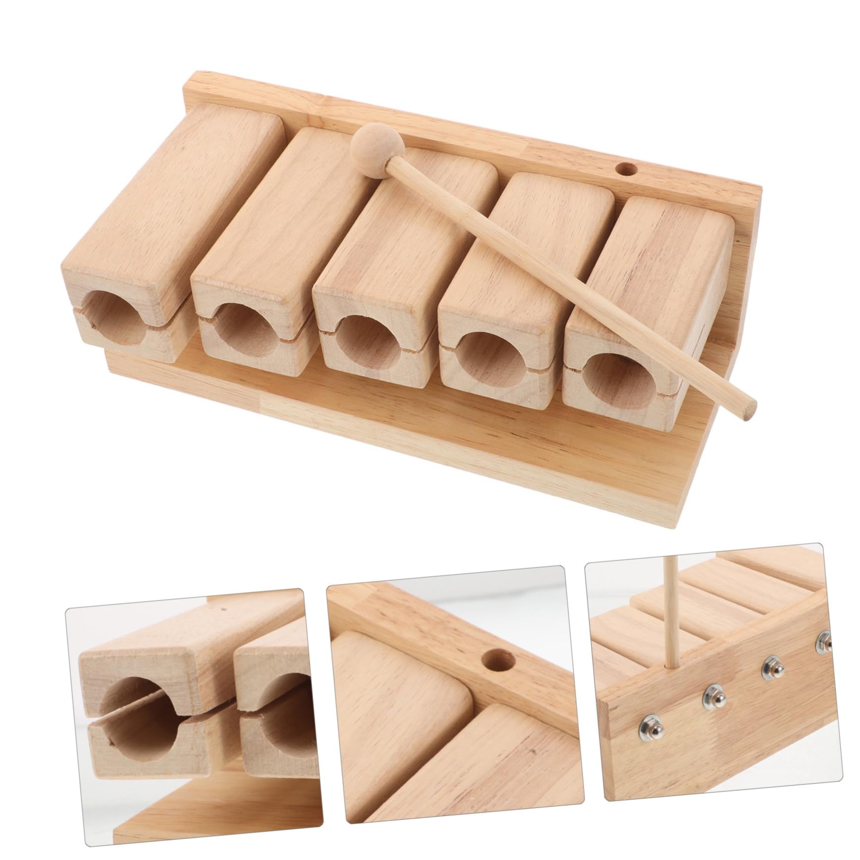 FRCOLOR Strumento Ritmico Musicale in Legno con Mazzuolo, Design Pentatonico a Cinque Toni, Impugnatura Ergonomica Adatta a Ragazzo Ragazza per Lezioni di Musica e Gioco Educativo