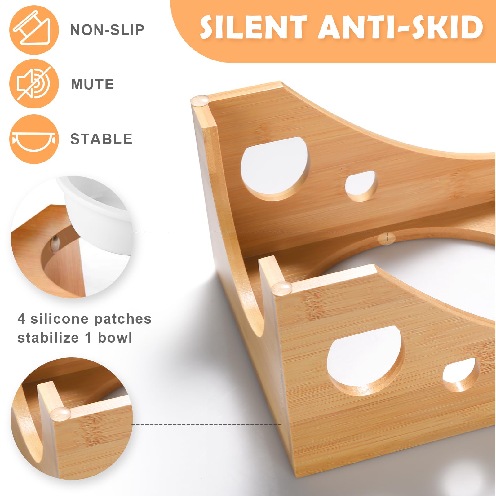 SIDUCAL Katzennapf-Set Aus Keramik – 3 Näpfe Mit Anti-Rutsch-Matten, Schnurrhaarfreundlich, 12,7 Cm