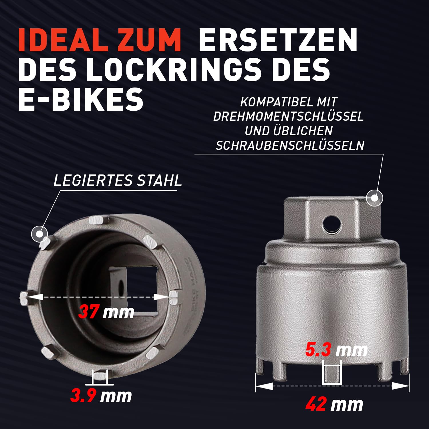 Tretlager Werkzeug für Bosch Lockring Gen 3/4/5 – Hochwertiges Tretlagerschlüssel für E-Bike Tretlager | Werkzeug & Kurbelabzieher Fahrrad | Bosch Spider Tool