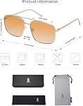 SOJOS Retro Square Aviator Sunglasses Womens Mens Aesthetic Y2k Light Lens Shades SJ1176