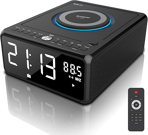 Gelielim Elegant Home CD Player, Alarm Clock with Wireless Charging, Bluetooth Boombox with Remote photo Gelielim Elegant Home CD Player, Alarm Clock with Wireless Charging, Bluetooth Boombox with Remote