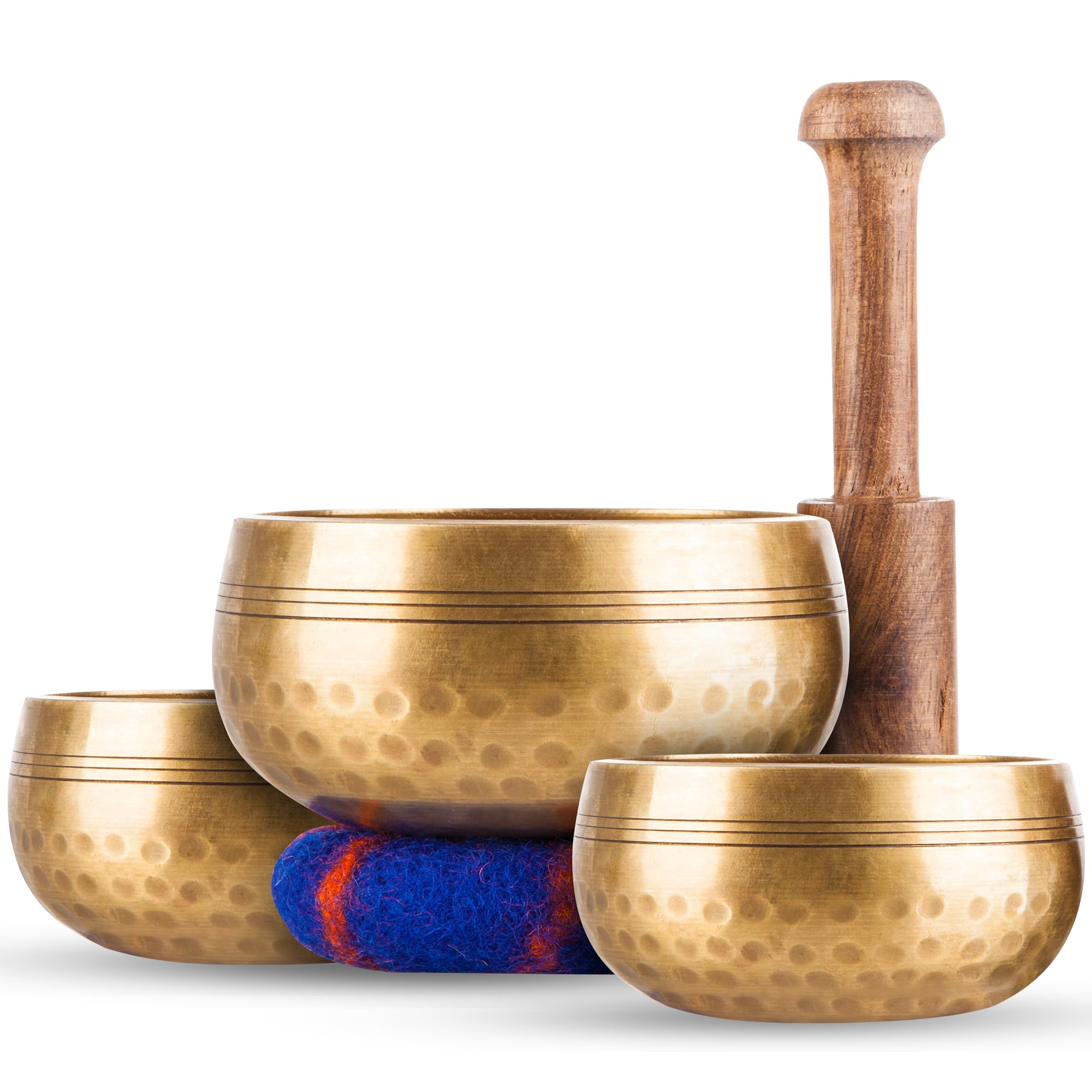 The Ohm Store 4", 5” and 6” Bundle Pack of Singing Bowl Set —Handcrafted in Nepal for Yoga, Chakra Healing, Mindfulness, and Stress Relief — Premium Tibetan Singing Bowls for Men and Women