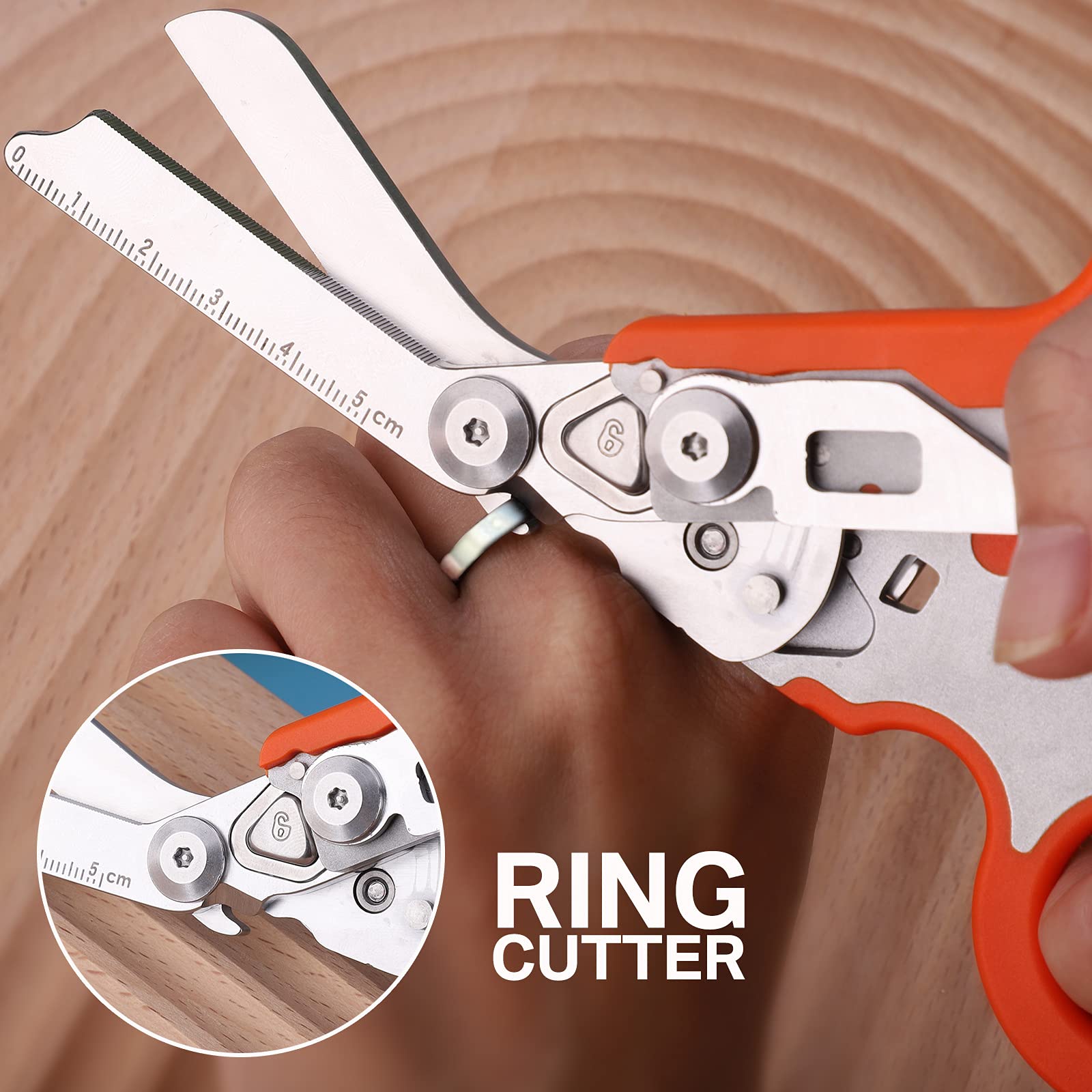 Forbici Di Soccorso 6 In 1 Pieghevoli - Con Rompivetro E Tagliacinture (Arancione) - Foto 11