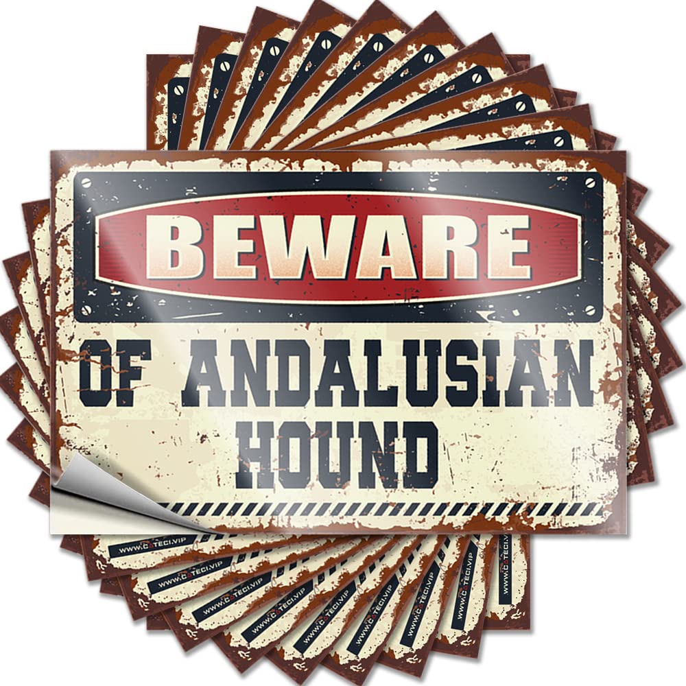 Funny Car Stickers Beware of Andalusian Hound Funny Sticker 10 Pcs Funny Signs for Man Cave Prank Bumper Stickers(6X9CM)