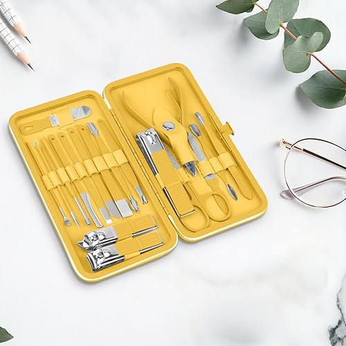 Miniatura 6 de Teamkio Juego de manicura de pedicura, juego de cortaúñas de pedicura, kit de higiene de viaje, juego de cuidado profesional de cortador de acero