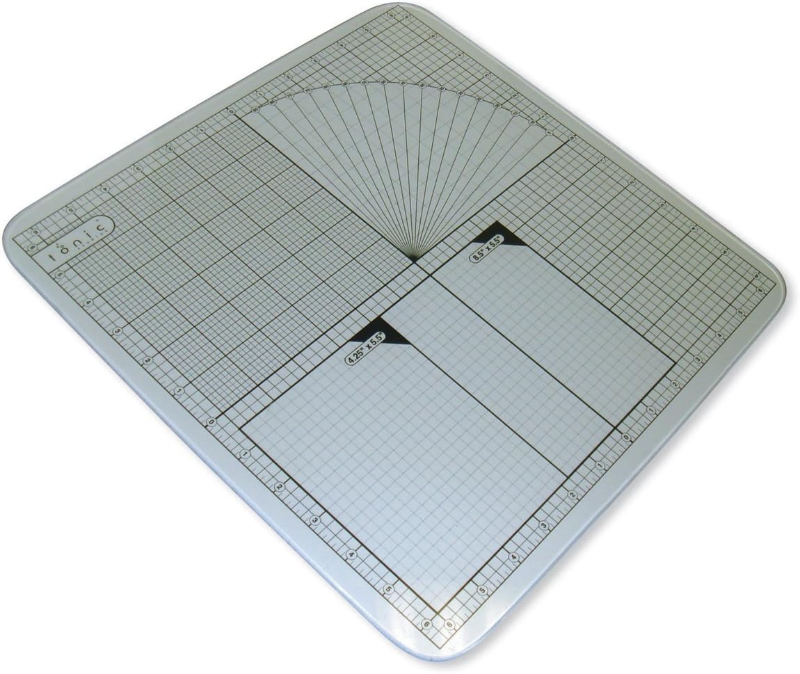 Tonic Studios TGM465 Tempered Glass Cutting Mat with Measuring Grid, 12 by 12"