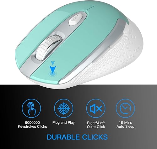 Miniatura 4 de cimetech Ratón inalámbrico para computadora, mouse óptico ergonómico de 2.4G, 6 botones, mouse silencioso con receptor USB y 3 mouse de computadora