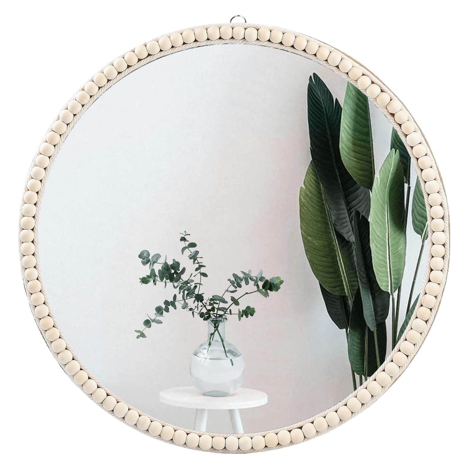 20 inch Wall Mirror, Boho Design for Living Room, Bedroom, Bathroom Decor, Hand Woven Rattan Mirror