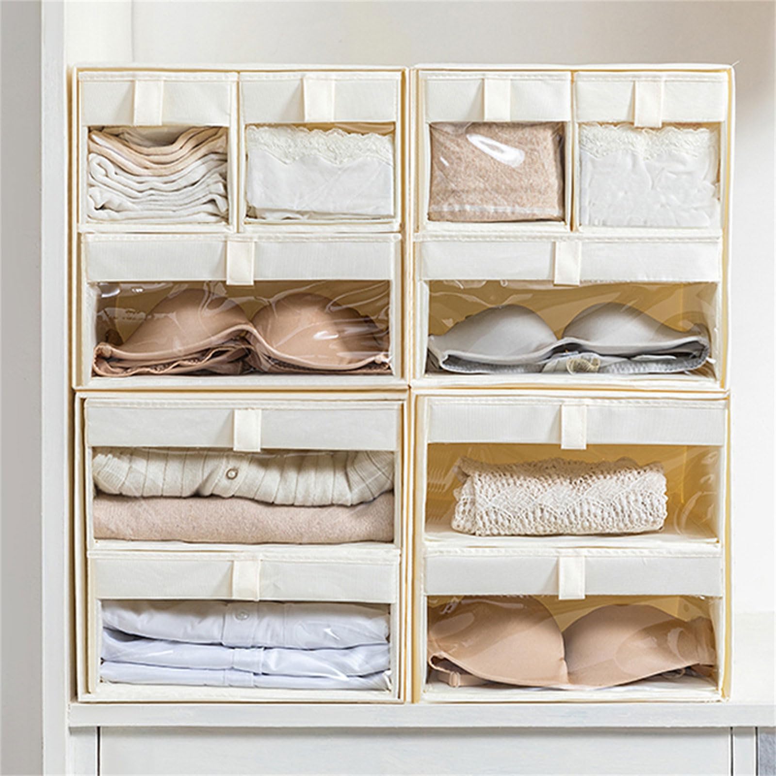 Instants Assembly Stoff Schubladen Organizer, faltbar, für Schlafzimmer, Kommode, Aufbewahrungslösung für den täglichen Gebrauch, stapelbare Aufbewahrungsbehälter