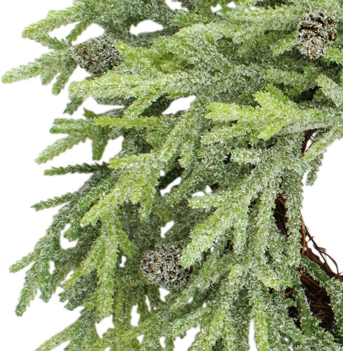 AuldHome Design Artificial Christmas Wreaths (2-Pack, 14-Inch); Evergreen Flocked Greenery w/Pinecones for Doors, Stairways and Windows, Indoor/Outdoor - Image 9