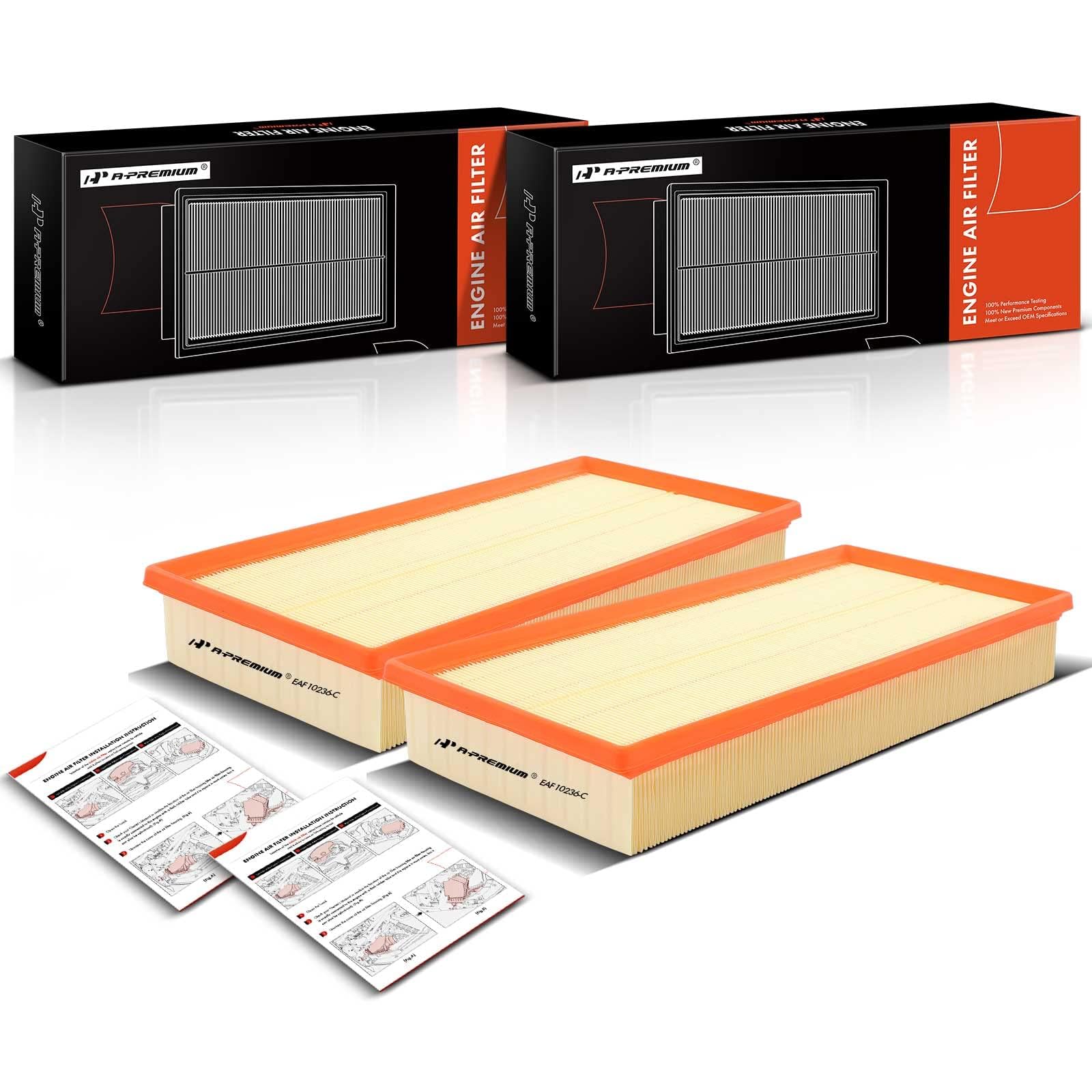 - 2-PC Engine Air Filter Compatible with Audi Q7 & Land Rover Range Rover & Porsche Cayenne & Volkswagen Touareg, 2004-2018, Flexible Panel, Replace# 95511013110