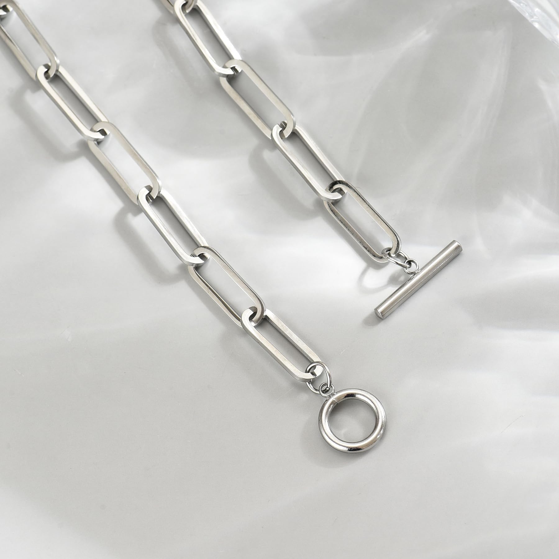 Vergoldete klobige Kette für Damen, zierlicher kubanischer Büroklammer-Knebelverschluss, Dicker, Trendiger Layering-Link-Edelstahl-Schmuck