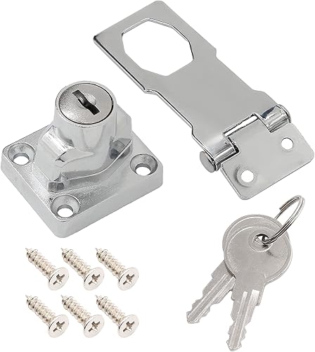 Miniatura 3 de 4 cerraduras de cerrojo con llave de 3 pulgadas, perilla giratoria de 3 pulgadas, cerrojo de bloqueo con llave, cierres de seguridad de metal con