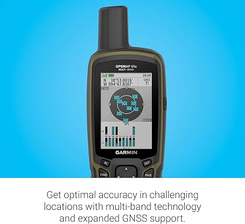Miniatura 4 de Garmin GPSMAP 65s, de mano con botón con altímetro y brújula, soporte satelital expandido y tecnología multibanda, pantalla a color de 2.6 pulgadas