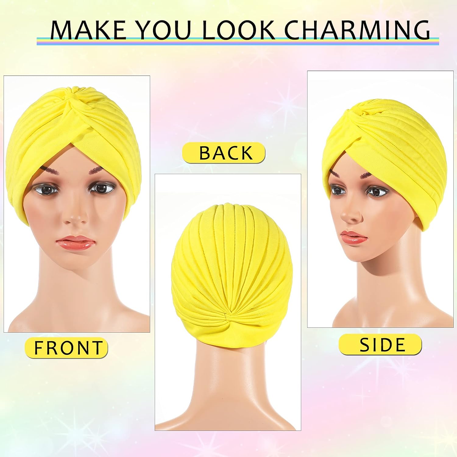 SATINIOR 27 Pcs Stretch Headwraps Hair Turbans Chemo Cancer Headwear for Women Twisted Pleated Assorted Colors Head Beanies India's Solid Covers for Women Girls Sleeping Accessories, 27 Colors - Image 4