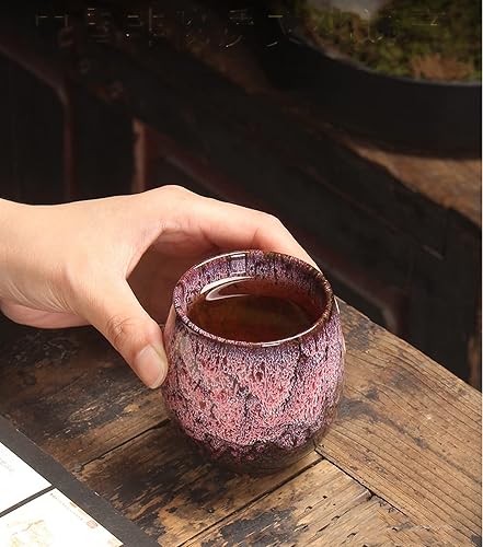 Miniatura 4 de Lxuwbd Jianzhan - Juego de té de cerámica, juego de té Kung Fu, taza de café, juego de yerba mate, juego de 4 tazas de cerámica mate (4 colores)